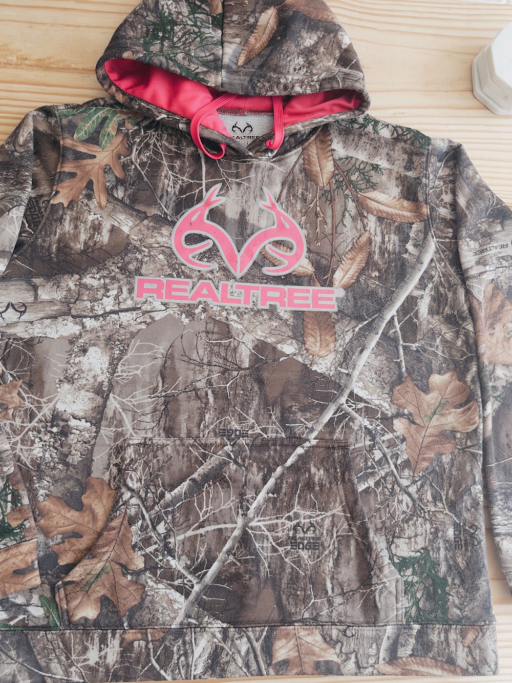 Realtree Camo Hoodie with Pink Logo Large
